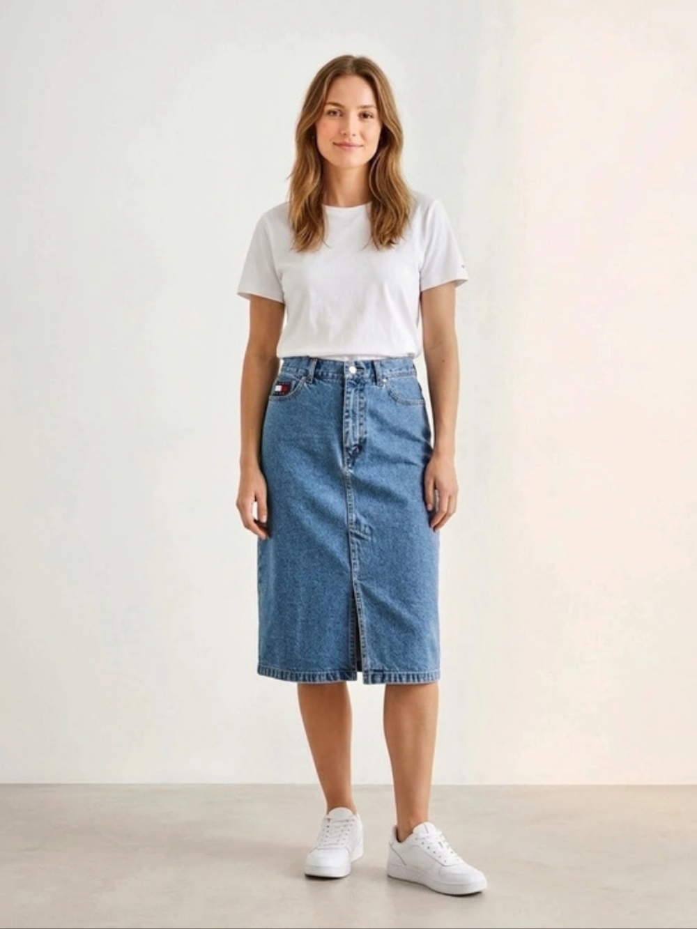 Tommy Hilfiger Denim Midi Skirt in Blue Size 10 Like New